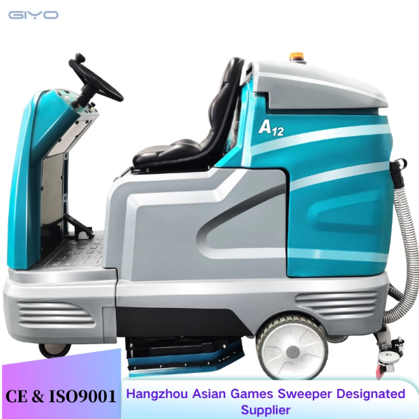 Ride-on floor scrubber
